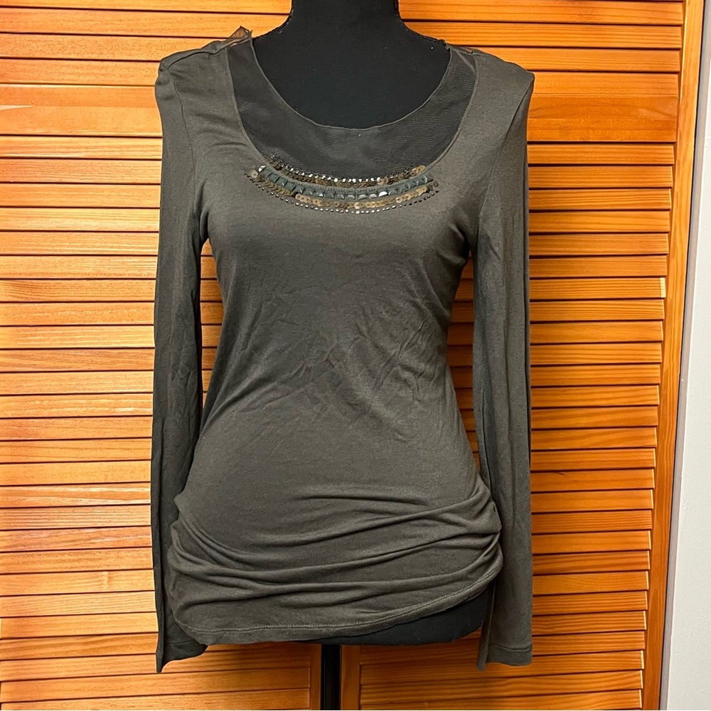 Simply Vera Vera Wang Dark Green  Long Sleeve Top